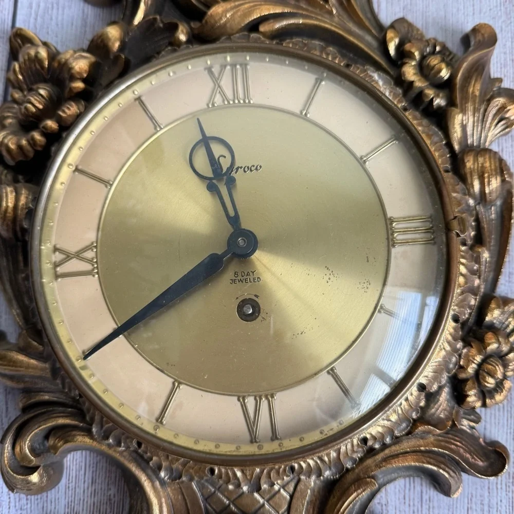 SYROCO Mid-century Modern Wall Clock Vintage Gold